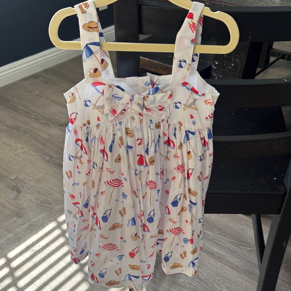 EUC Janie & Jack White Sundress with Beach Print